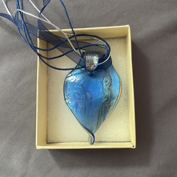Large blue and gold glass pendant - Picture 2 of 4